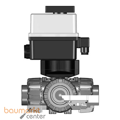 Aliaxis 3-Wege-Kugelhahn TKD, PP, Schweimuffe, T-Bohrung, 24V, d25