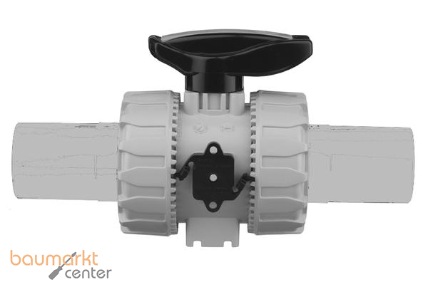 Aliaxis 2-Wege Kugelhahn VK Dual Block aus PP-H mit Stutzen aus PP VKDBM/FKM d 50