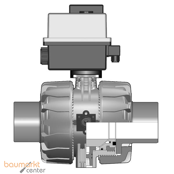 Aliaxis 2/2-Wege-Kugelhahn PVC-U VKD d90 PN16 24V VKDDV/CE-EPDM