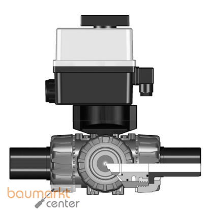 Aliaxis 3/2-Wege-Kugelhahn TKD PP PP LS Stutzen L-Bohrung d63