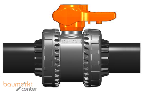 Aliaxis 2-Wege Kugelhahn PVC-U VXE d63 FKM PE100-LS-Stutzen Easyfit VXEBEV-FKM